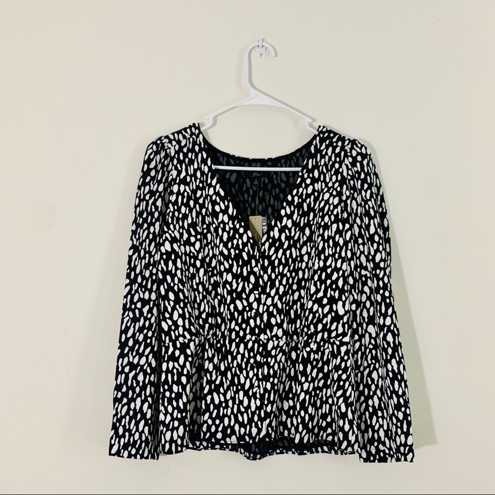 J. Crew Leopard Print Peplum Crepe Top Size 6 NWT